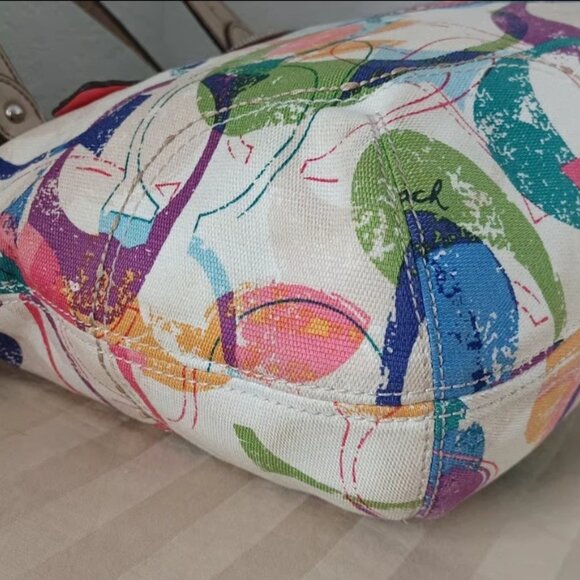 COACH *SALE* SIGNATURE POPPY EXCLUSIVE MULTICOLOR TOTE HANDBAG A1405-31142E - Picture 7 of 11